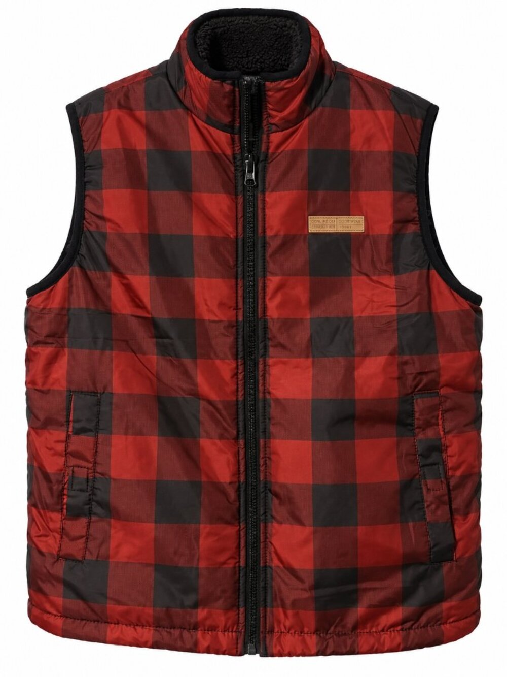 Buffalo David Bitton Women's L 14-16 Red Black Plaid Puffer Vest Sherpa Lined - Picture 2 of 6